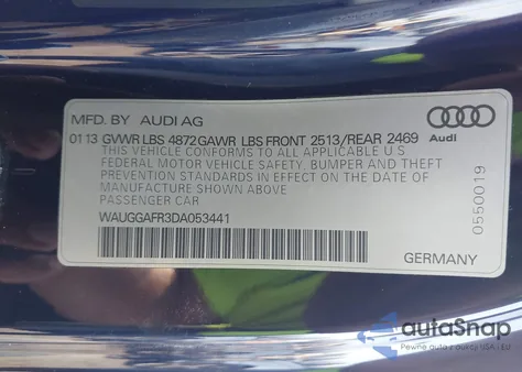 2013 Audi S5 3.0T Premium Plus from USA, damaged, VIN WAUGGAFR3DA053441